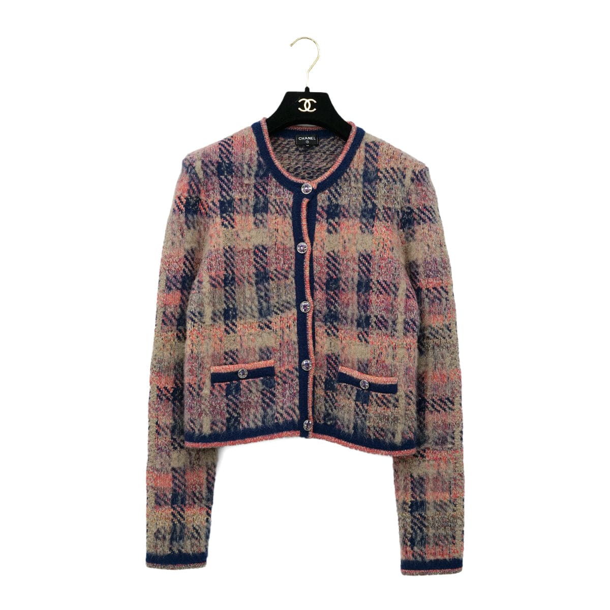 Luxury Promise Japan CHANEL CARDIGAN JACKET RHINESTONE BUTTON PINK CASHMERE 40 P72 RTW 90305050