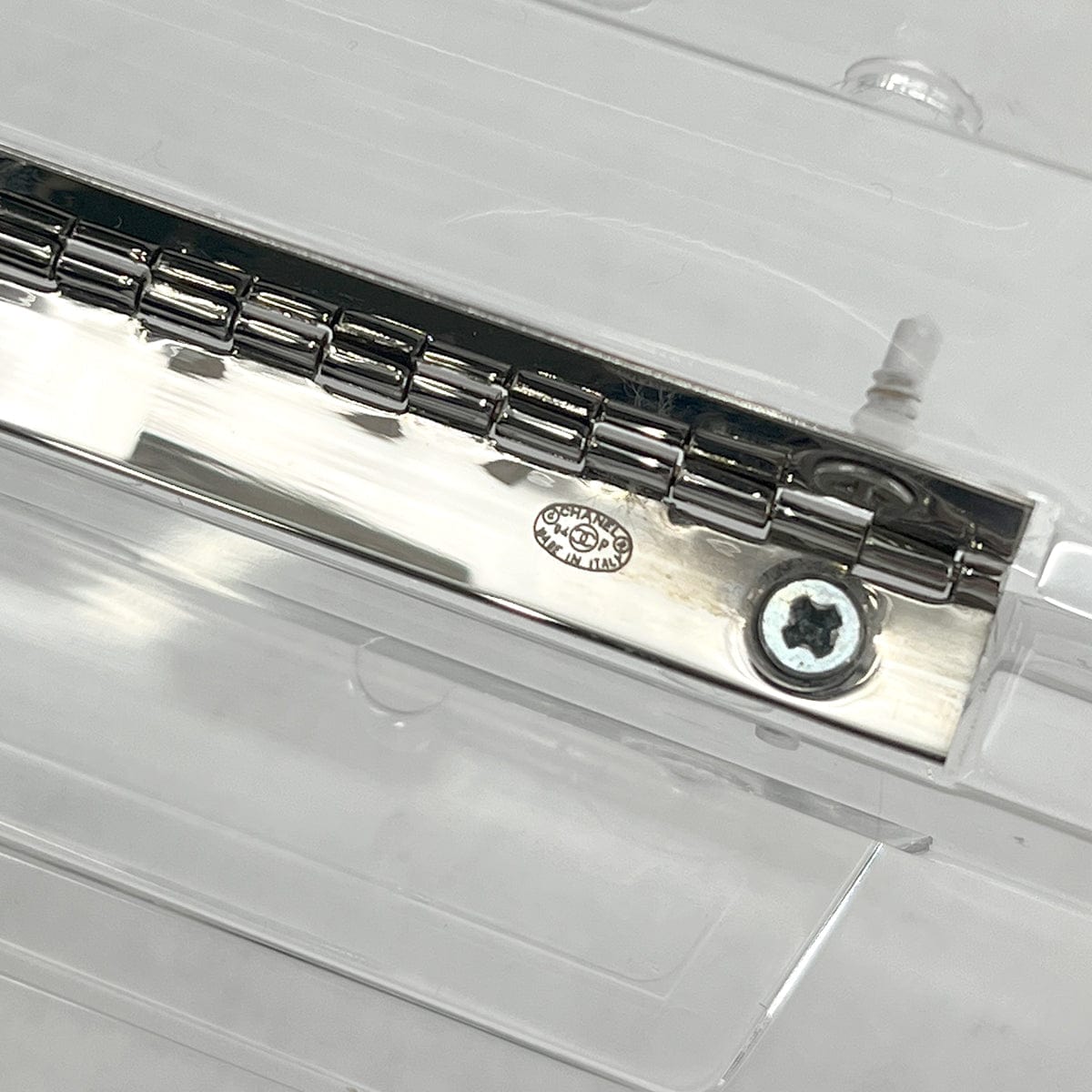 Luxury Promise Japan CHANEL CASSETTE TAPE MOTIF CLUTCH BAG CLEAR PLASTIC 04P 90284414