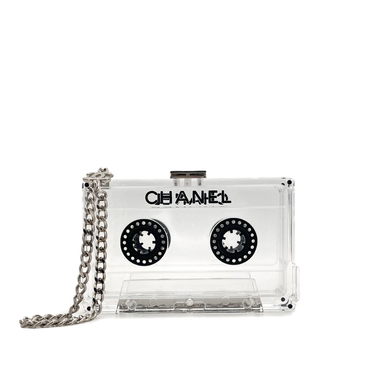 Luxury Promise Japan CHANEL CASSETTE TAPE MOTIF CLUTCH BAG CLEAR PLASTIC 04P 90284414