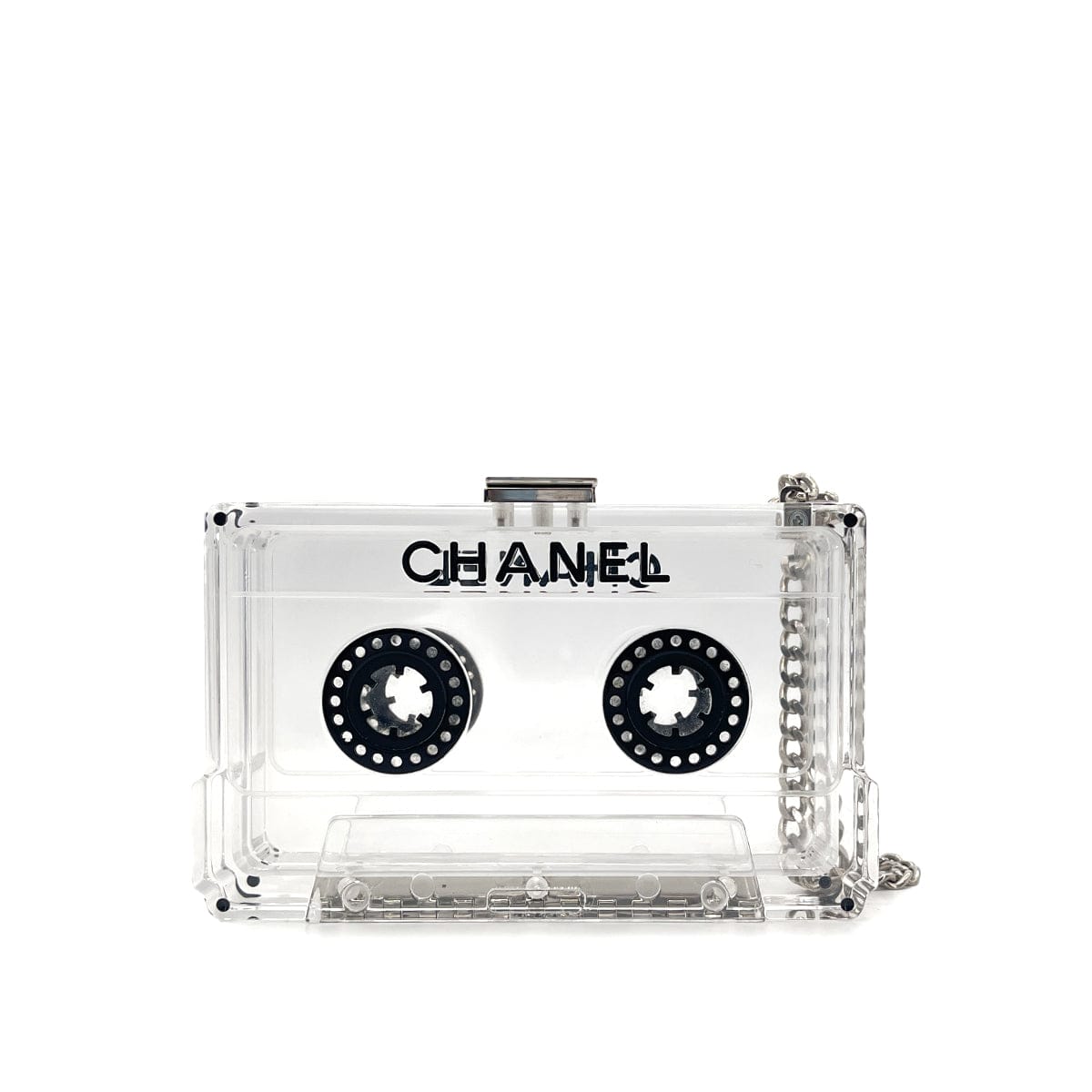 Luxury Promise Japan CHANEL CASSETTE TAPE MOTIF CLUTCH BAG CLEAR PLASTIC 04P 90284414