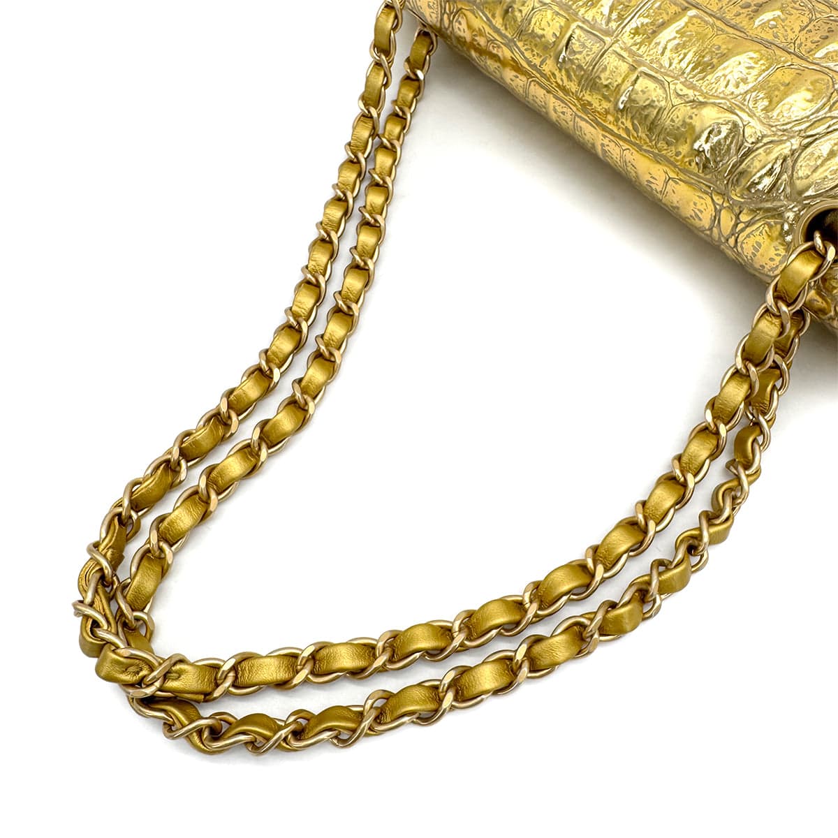 Luxury Promise Japan CHANEL CHAIN SHOULDER BAG GOLD CROCODILE EMBOSSED GOLD HARDWARE 90321015
