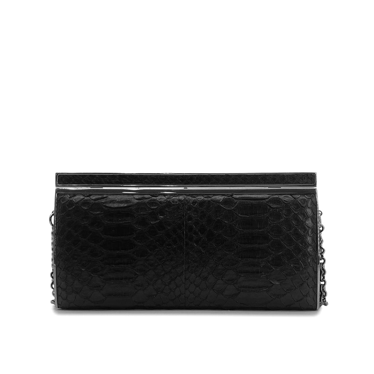 Luxury Promise Japan CHANEL CHAIN SHOULDER BAG LOGO RHINESTONE BLACK PYTHON 90281546