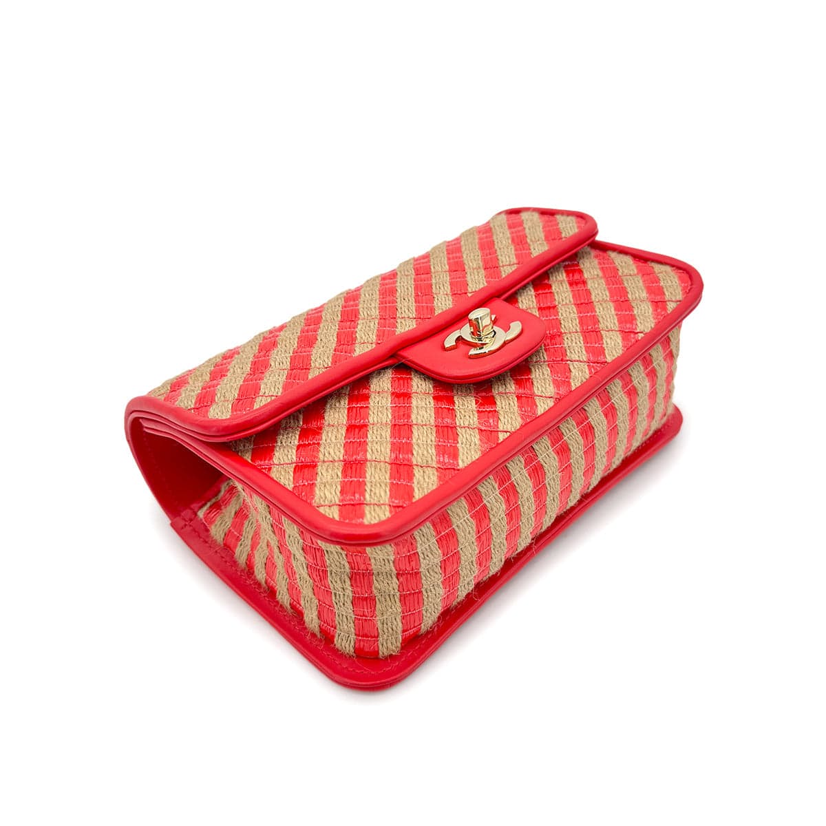 Luxury Promise Japan CHANEL CHAIN SHOULDER BAG ORANGE RAFIA LEATHER 90296555