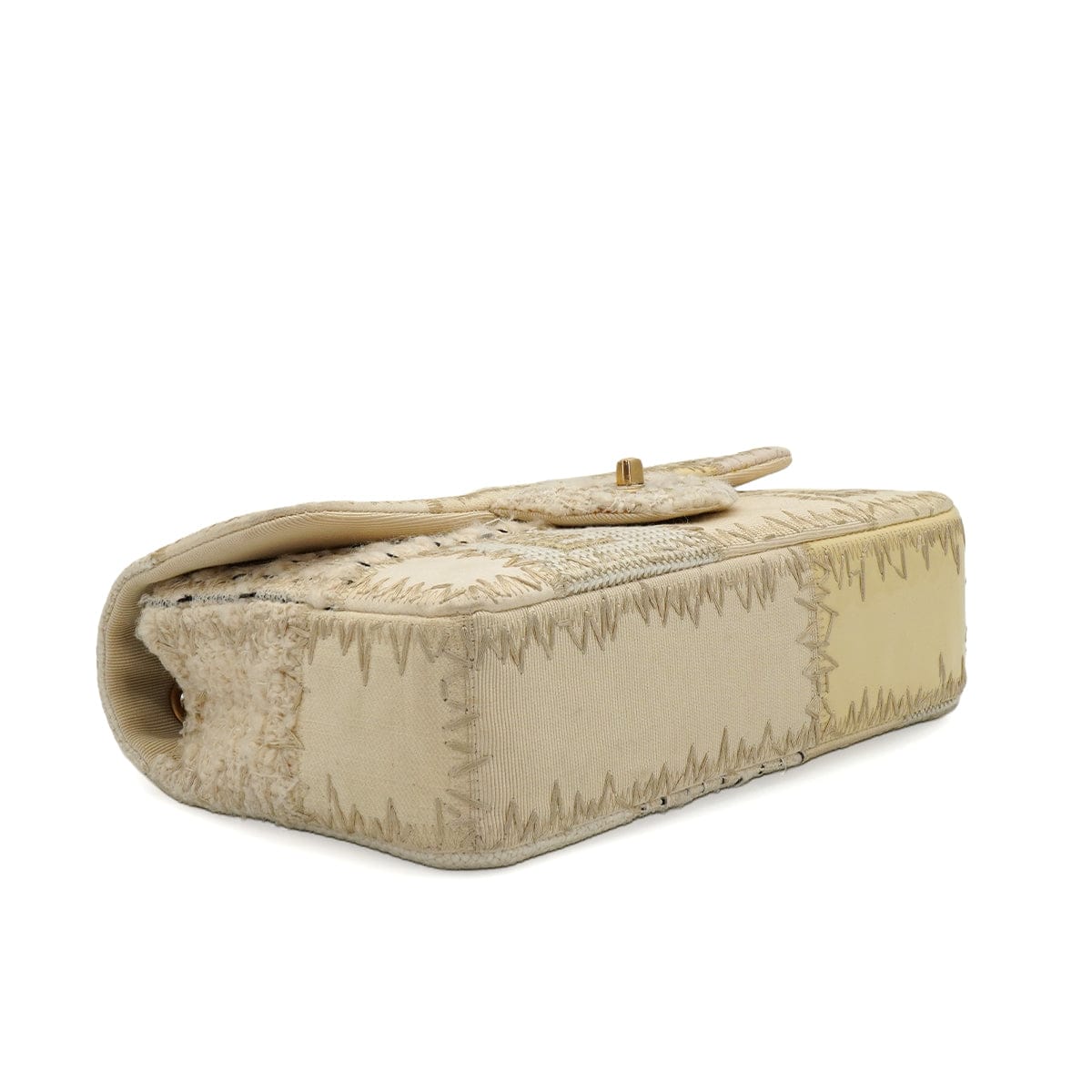 Luxury Promise Japan CHANEL CHAIN SHOULDER BAG PATCHWORK BEIGE TWEED GOLD HARDWARE 90344451