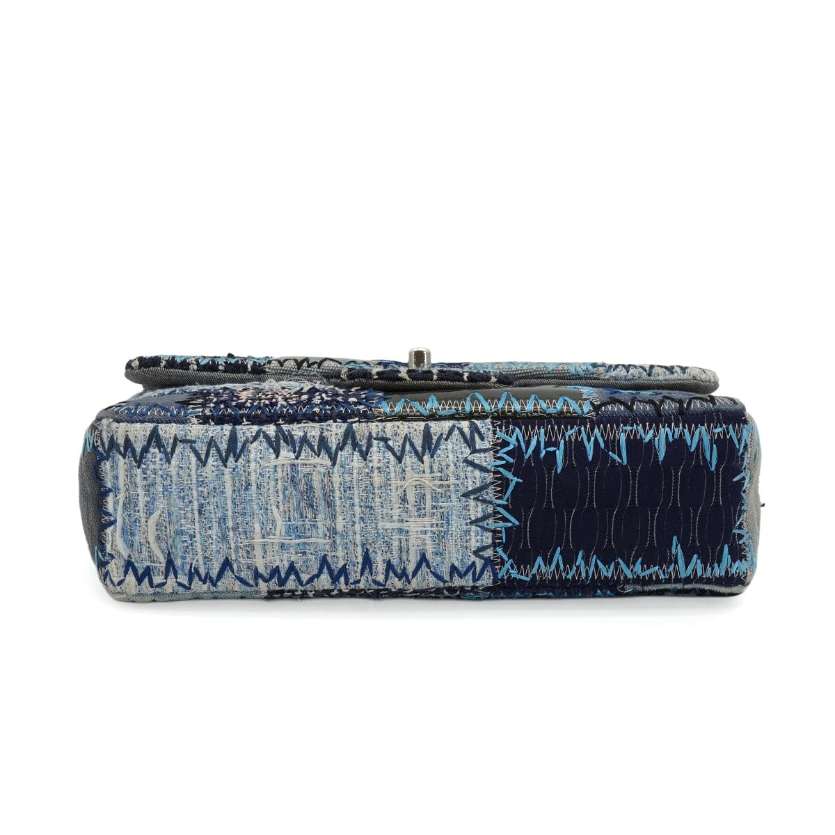Luxury Promise Japan CHANEL CHAIN SHOULDER BAG PATCHWORK MULTICOLOR DENIM TWEED SILVER HARDWARE 90343838