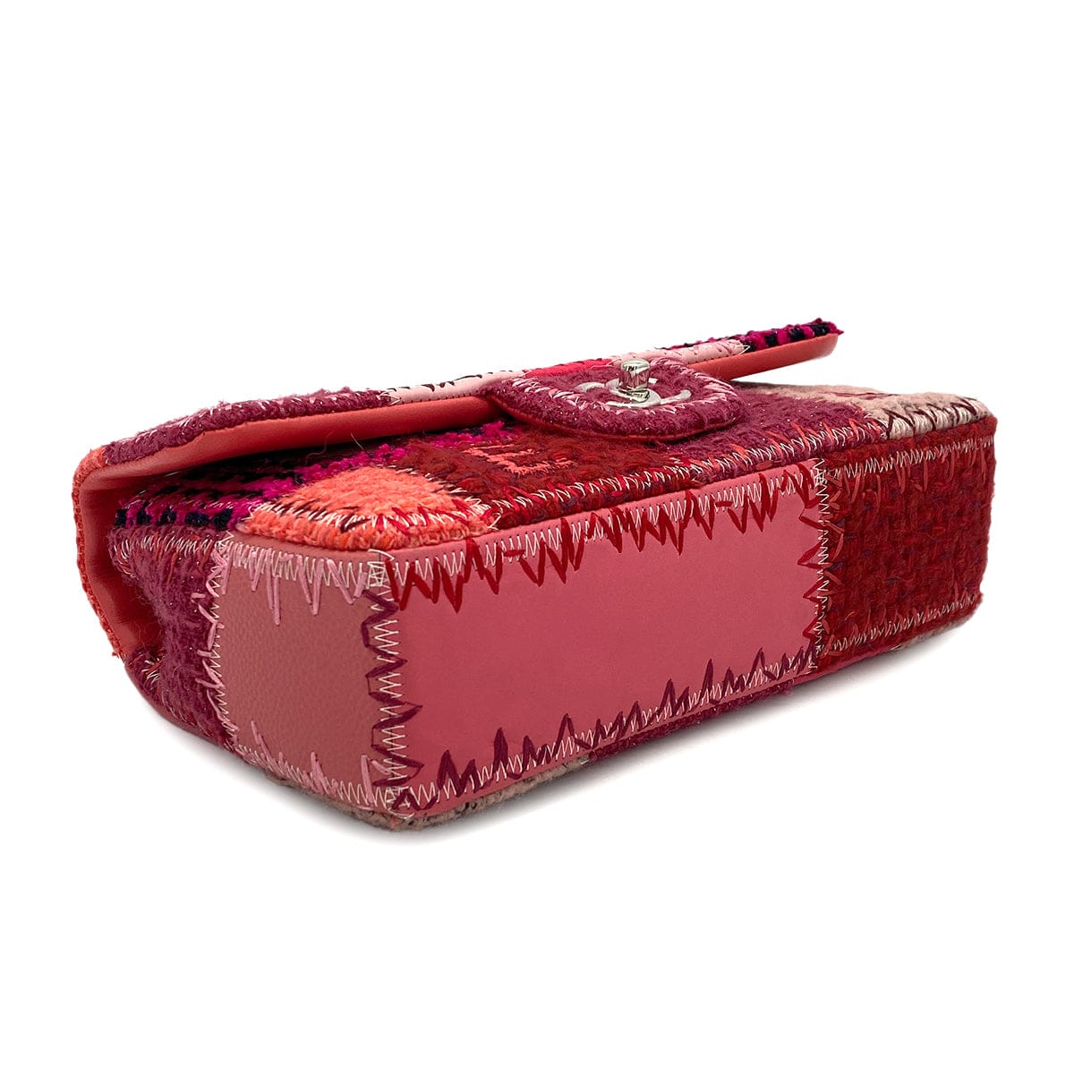 Luxury Promise Japan CHANEL CHAIN SHOULDER BAG PATCHWORK PINK TWEED LEATHER SILVER HARDWARE 90315622