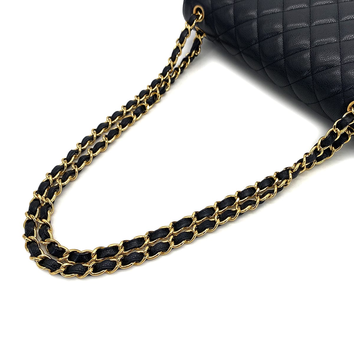 Luxury Promise Japan CHANEL CLASSIC FLAP JUMBO CHAIN SHOULDER BAG BLACK CAVIAR SKIN GOLD HARDWARE 90323977