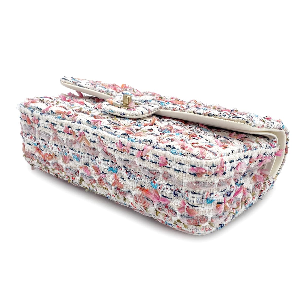 Luxury Promise Japan CHANEL CLASSIC FLAP MEDIUM CHAIN SHOULDER BAG MULTICOLOR TWEED GOLD HARDWARE 90324755
