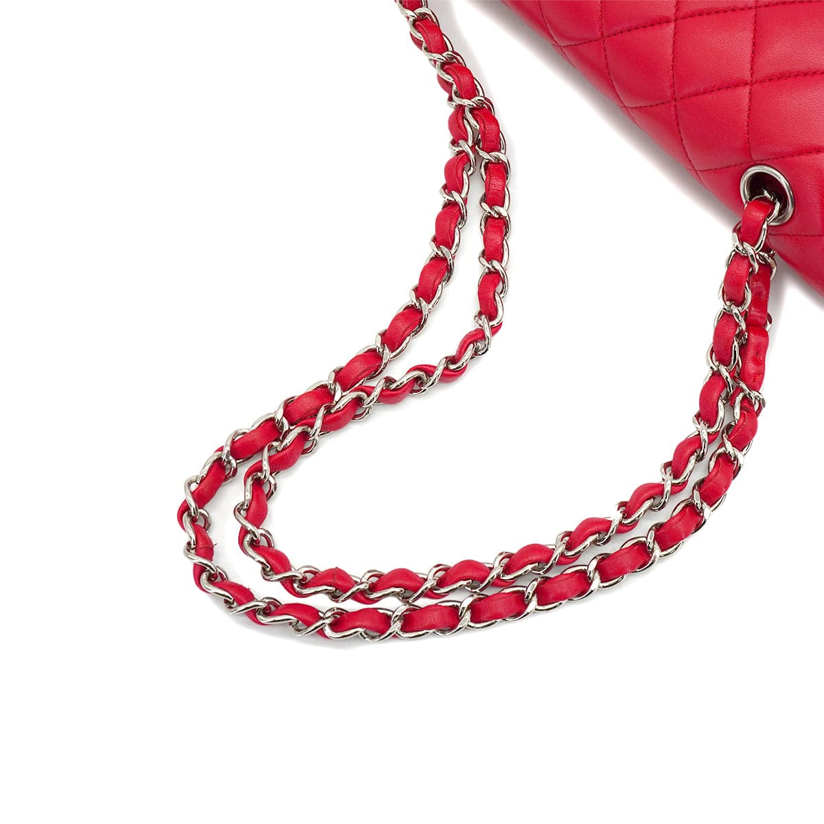 Luxury promise Japan CHANEL CLASSIC FLAP MEDIUM CHAIN SHOULDER BAG PINK LAMB SKIN SILVER HARDWARE 90336794