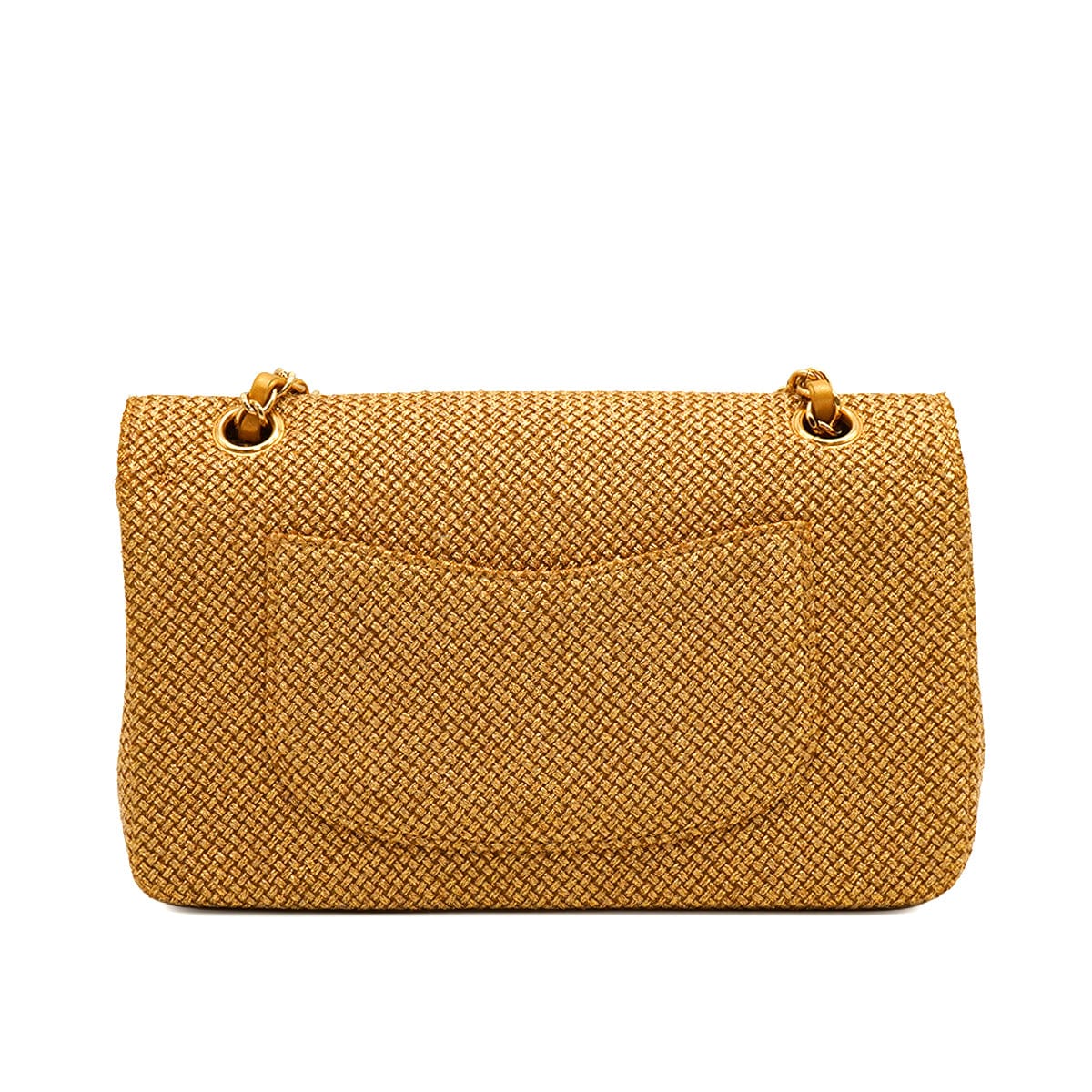 Luxury Promise Japan CHANEL CLASSIC FLAP MEDIUM CHAIN SHOULDER BAG RAFFIA MIRROR METALLIC GOLD LAMB SKIN GOLD HARDWARE 90347161