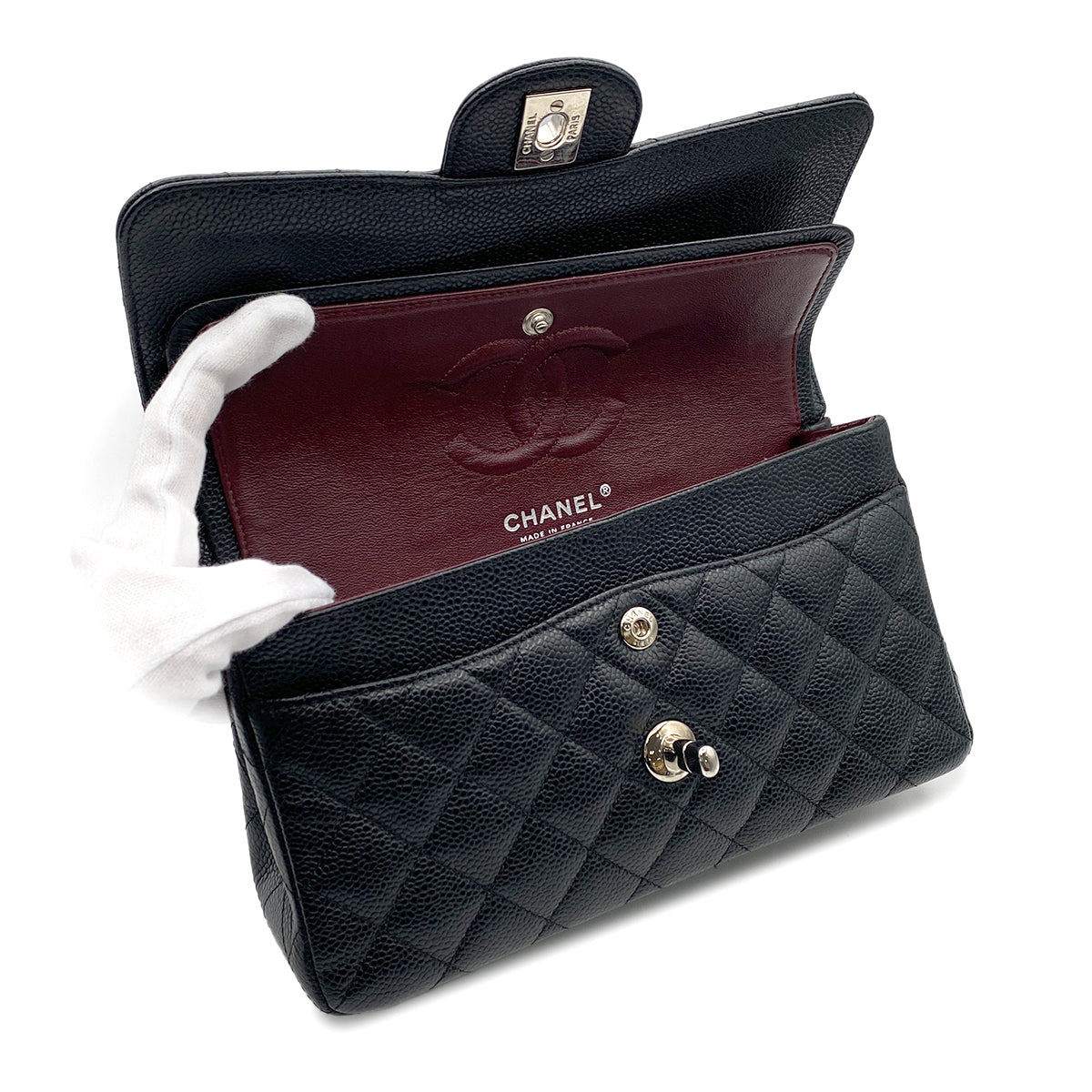 Luxury Promise Japan CHANEL CLASSIC FLAP SMALL CHAIN SHOULDER BAG BLACK CAVIAR SKIN SHW 90202733