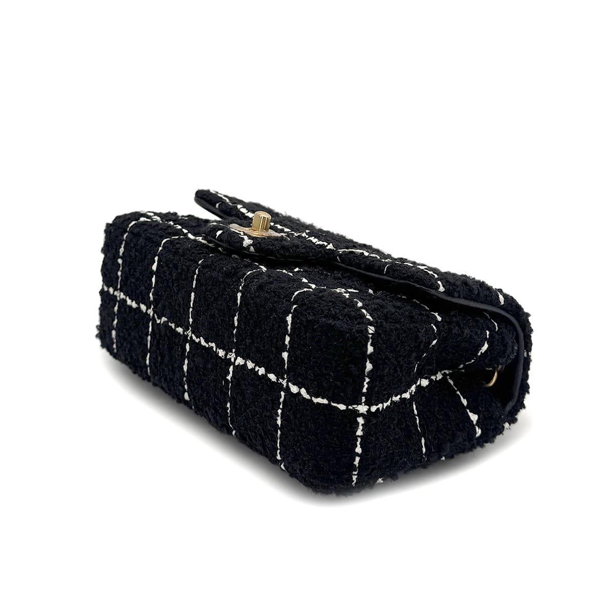 Luxury Promise Japan CHANEL COCO BALL MINI MATELASSE CHAIN SHOULDER BAG BLACK WHITE TWEED GOLD HARDWARE 90318755