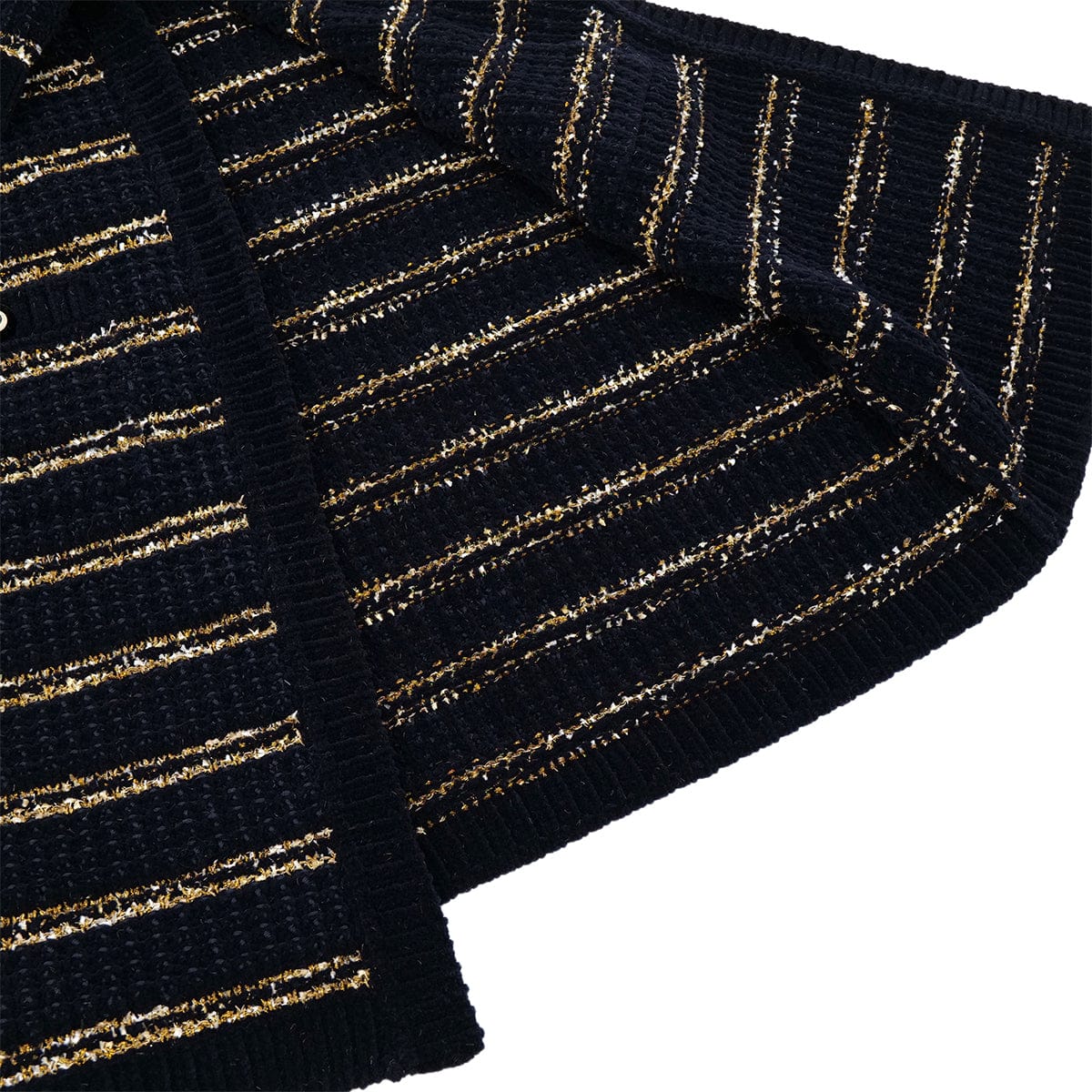 Luxury Promise Japan CHANEL COCO BUTTON BORDER TWEED LONG COAT BLACK GOLD WOOL 38 P64 RTW 90324155
