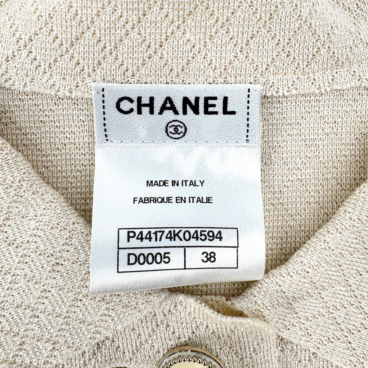 Luxury Promise Japan CHANEL COCO BUTTON CARDIGAN BEIGE SILK 38 P44 RTW 90284015