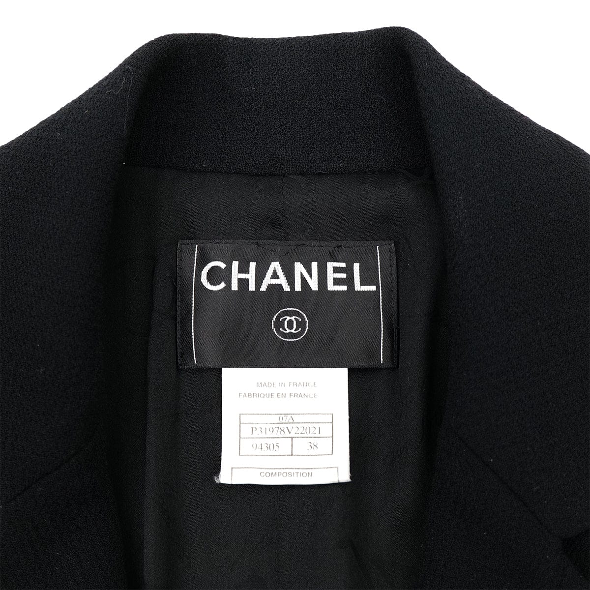 Luxury Promise Japan CHANEL COCO BUTTON JACKET BLACK WOOL 38 07A RTW 90323522