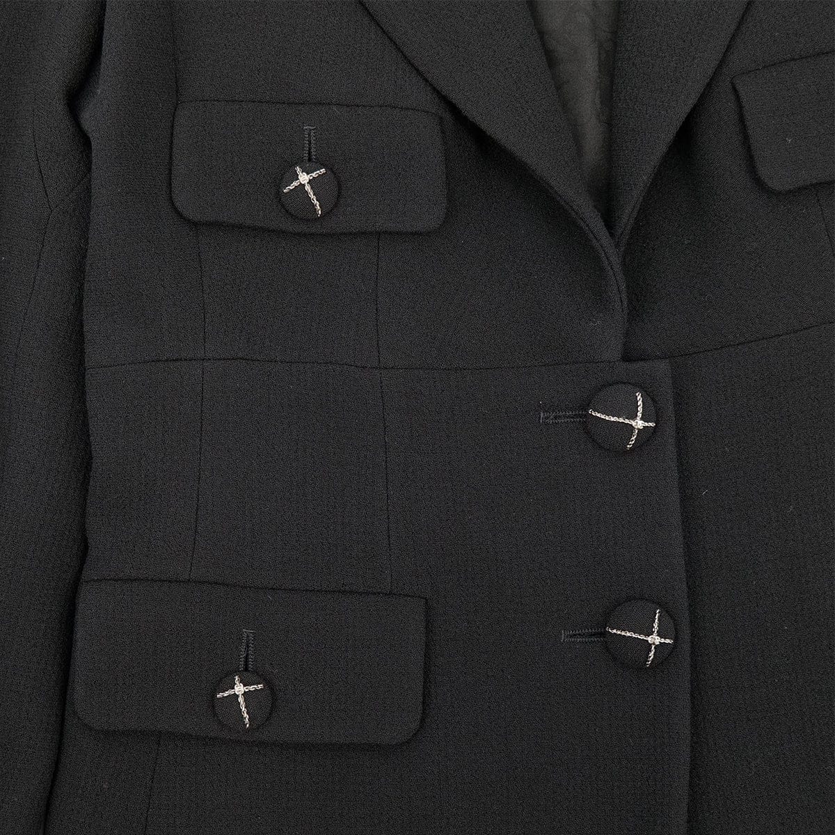 Luxury Promise Japan CHANEL COCO BUTTON JACKET BLACK WOOL 38 07A RTW 90323522