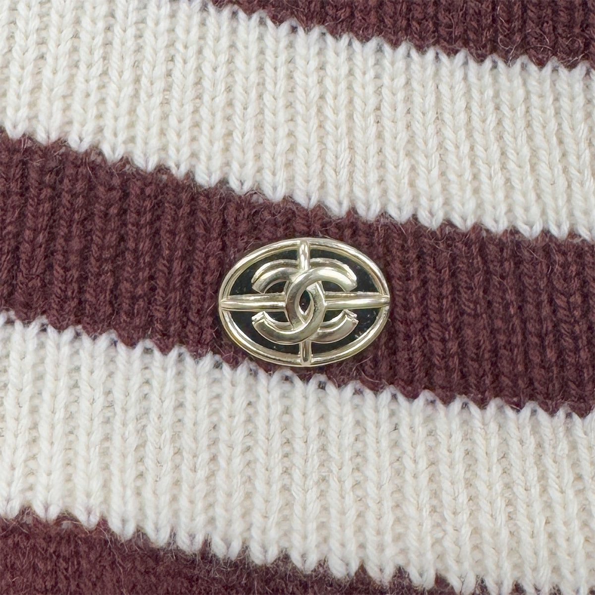 Luxury Promise Japan CHANEL COCO BUTTON LONG SLEEVE KNIT DRESS BURGUNDY CASHMERE 38 P55 RTW 90288041