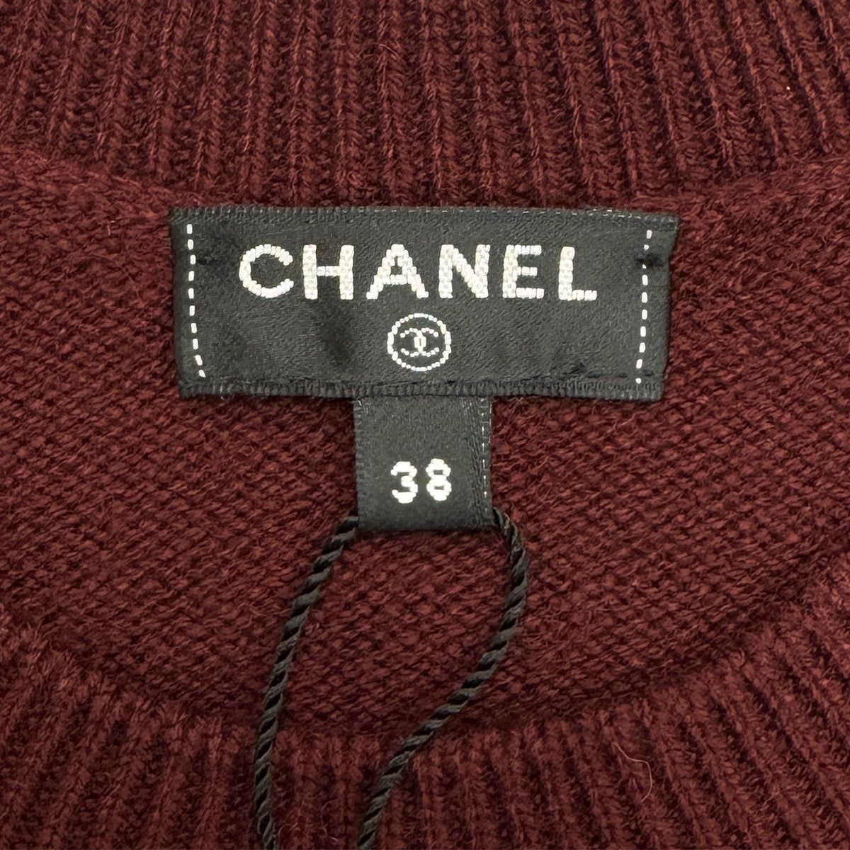 Luxury Promise Japan CHANEL COCO BUTTON LONG SLEEVE KNIT DRESS BURGUNDY CASHMERE 38 P55 RTW 90288041