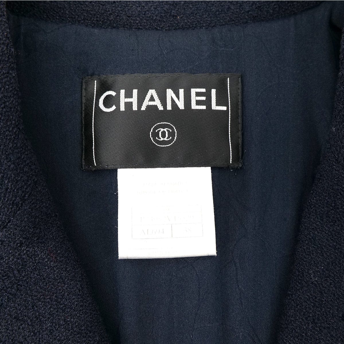 Luxury Promise Japan CHANEL COCO BUTTON NO5 TWEED JACKET NAVY WOOL 38 05C RTW 90305049
