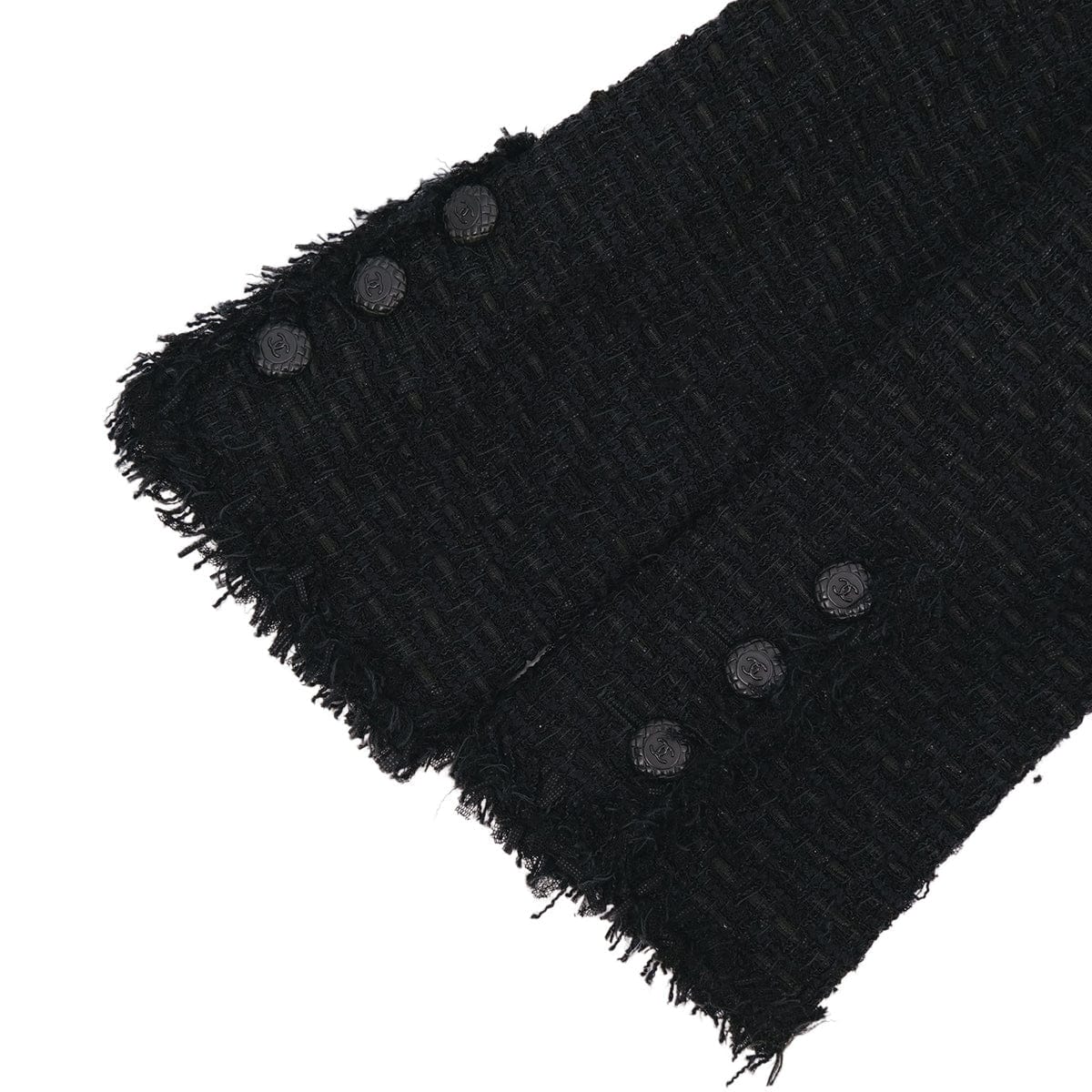 Luxury Promise Japan CHANEL COCO BUTTON TWEED JACKET BLACK NYLON 40 P27 RTW 90311056