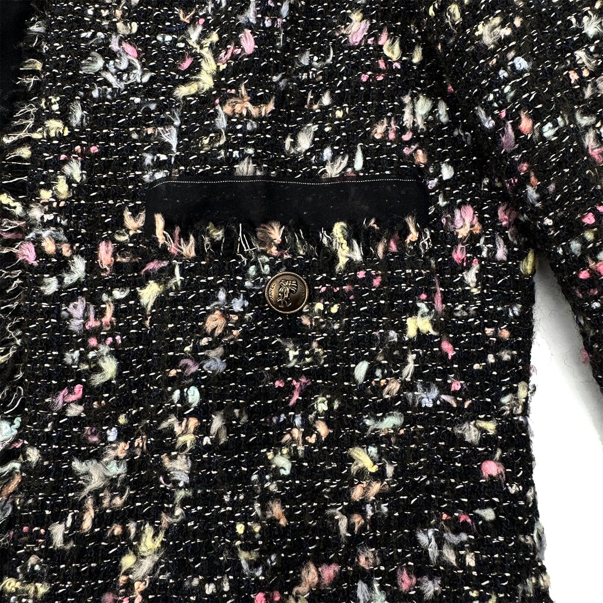 Luxury Promise Japan CHANEL COCO BUTTON TWEED JACKET BLACK WOOL 38 04A RTW 90299336
