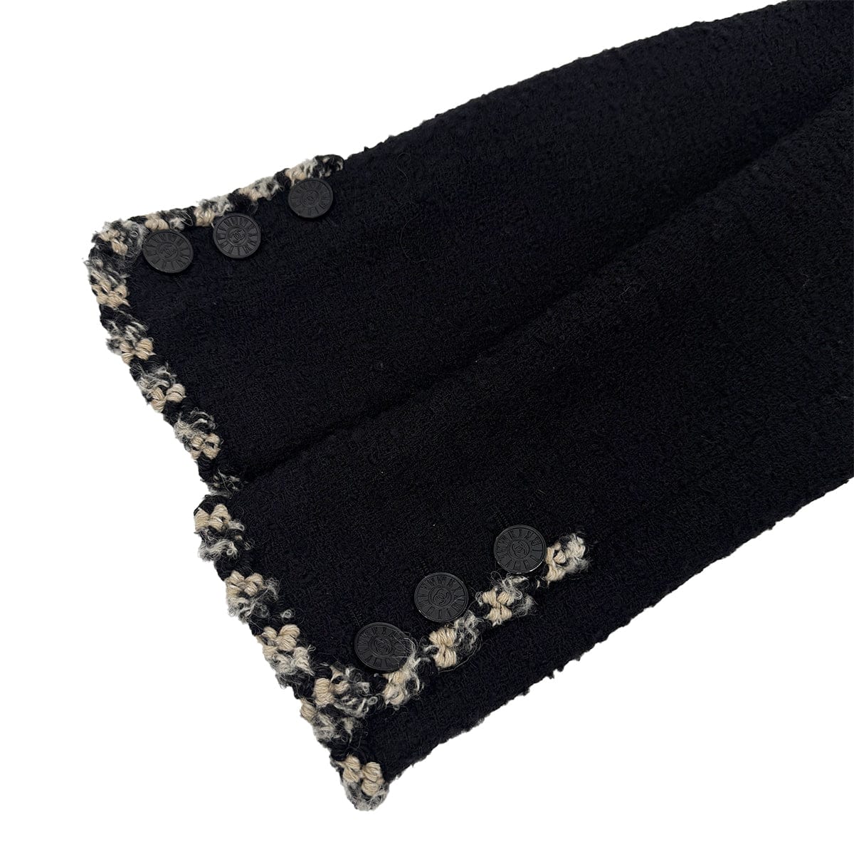 Luxury Promise Japan CHANEL COCO BUTTON TWEED JACKET BLACK WOOL RTW 90312005
