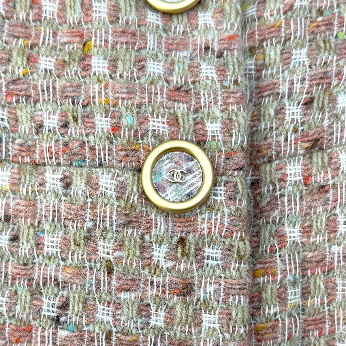 Luxury Promise Japan CHANEL COCO BUTTON TWEED JACKET ORANGE WOOL 40 01A RTW 90290316