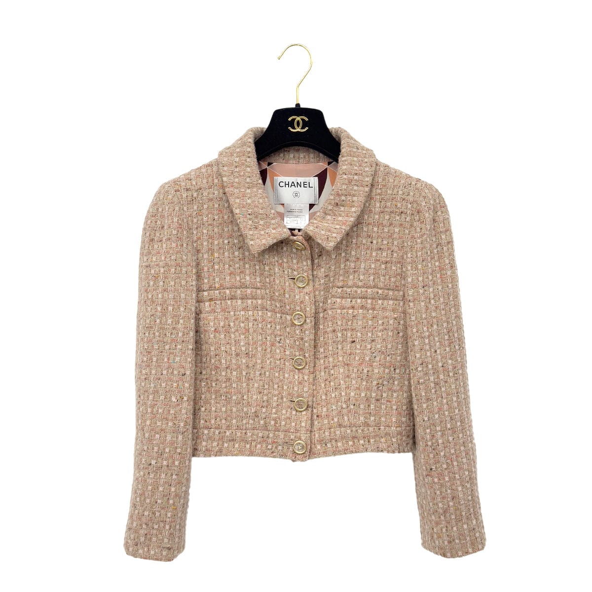 Luxury Promise Japan CHANEL COCO BUTTON TWEED JACKET ORANGE WOOL 40 01A RTW 90290316