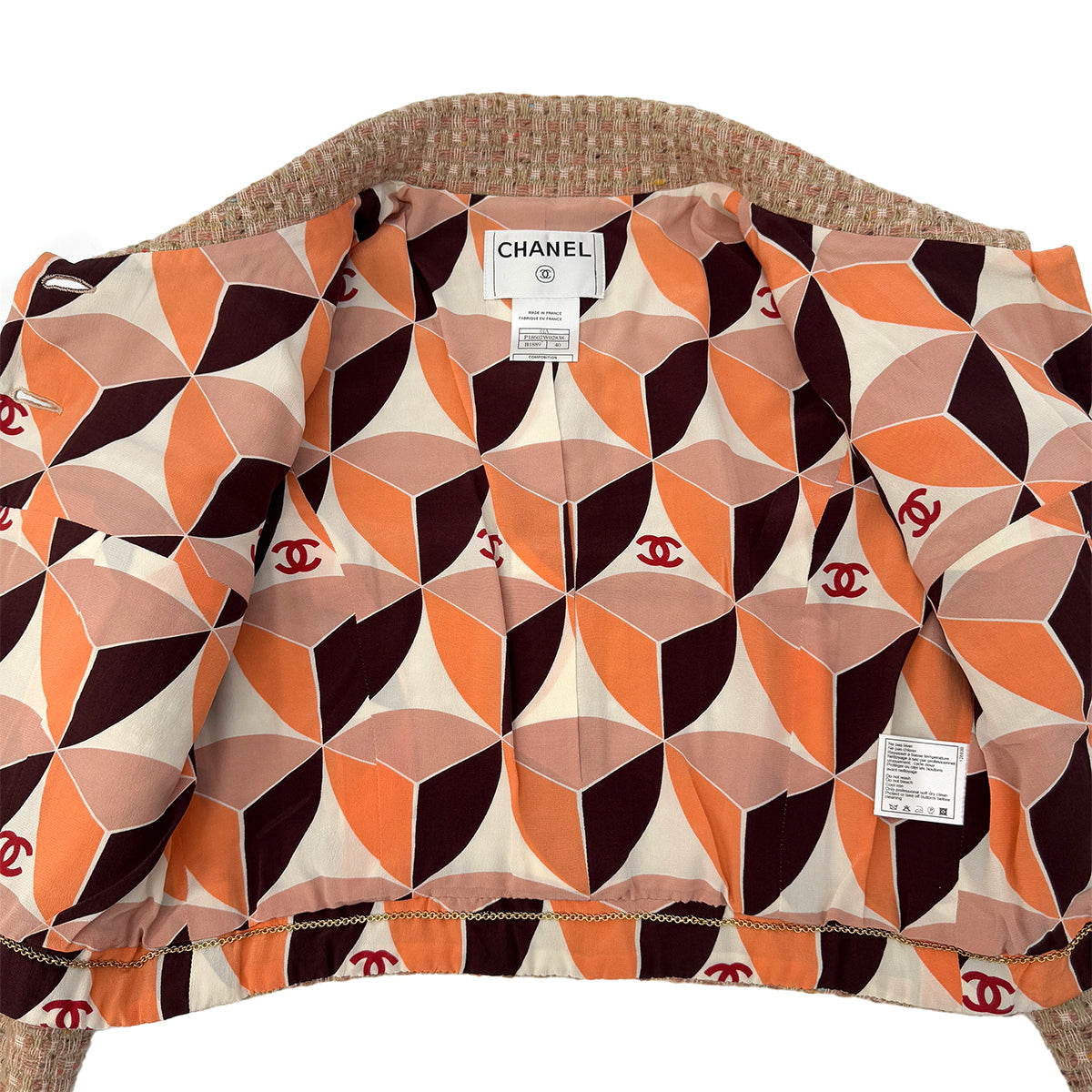 Luxury Promise Japan CHANEL COCO BUTTON TWEED JACKET ORANGE WOOL 40 01A RTW 90290316