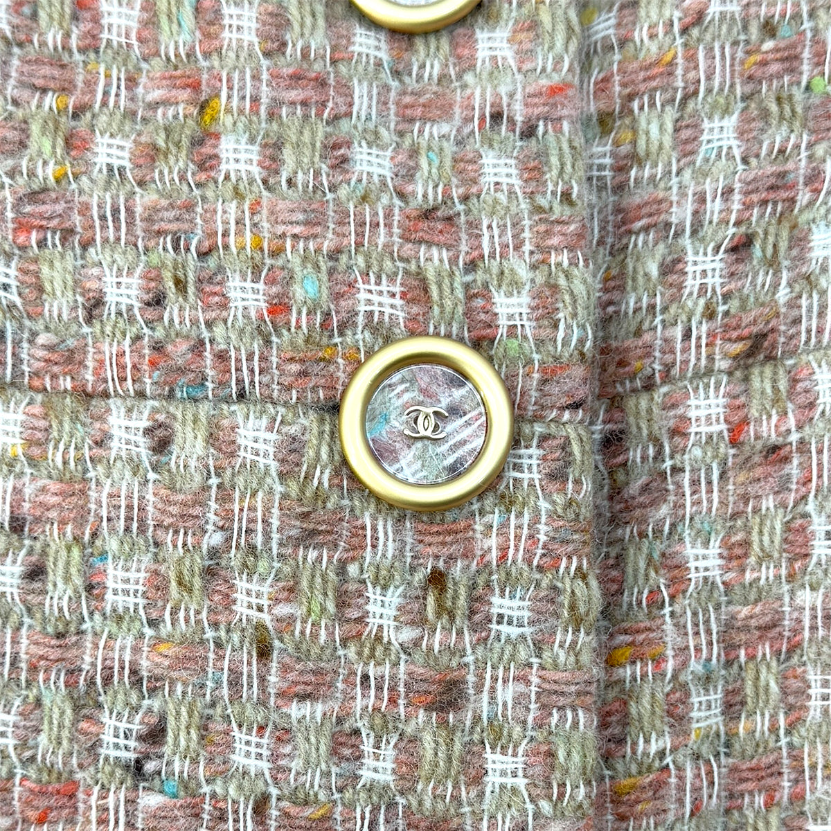 Luxury Promise Japan CHANEL COCO BUTTON TWEED JACKET ORANGE WOOL 40 01A RTW 90290316