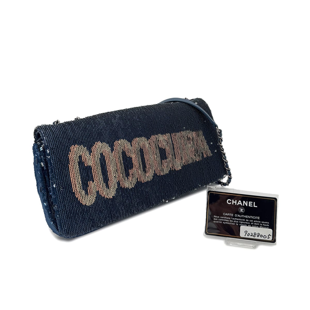 Luxury Promise Japan CHANEL COCO CUBA CHAIN SHOULDER BAG NAVY PINK SEQUINS LEATHER 90288005