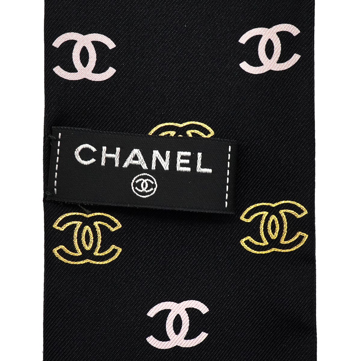 Luxury Promise Japan CHANEL COCO MARK NO.5 LOGO PATTERN SCARF HAIR BAND BLACK SILK ACCESSORY 90343342