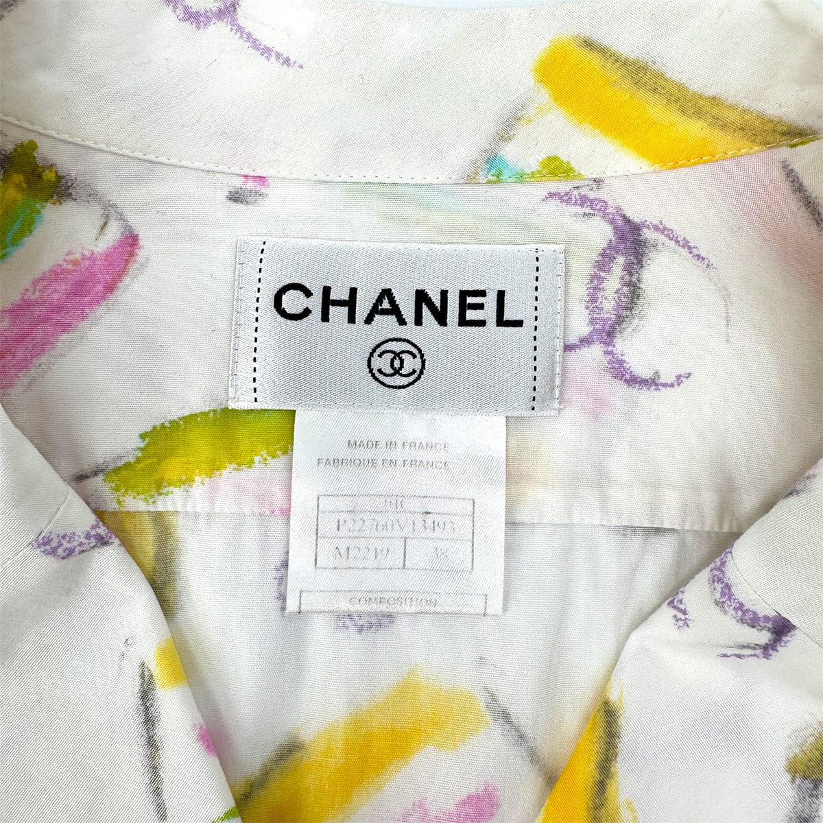 Luxury Promise Japan CHANEL COCO SHIRT WHITE MULTICOLOR COTTON 38 01C RTW 90299337