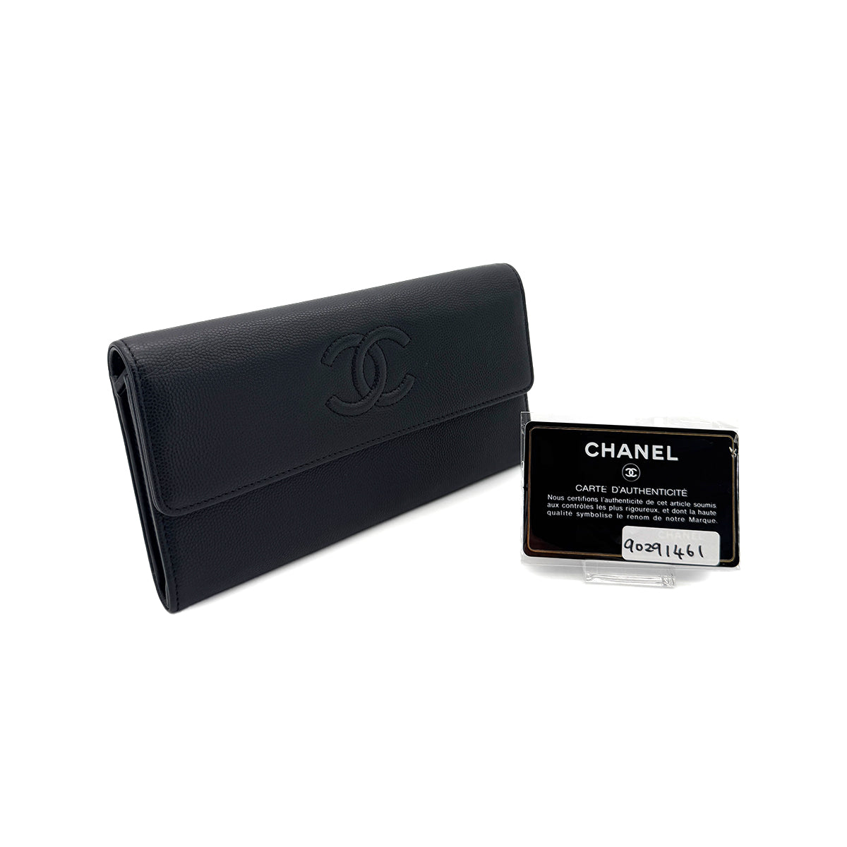 Luxury Promise Japan CHANEL COCOMARK BIFOLD LONG WALLET BLACK CAVIAR SKIN 90291461