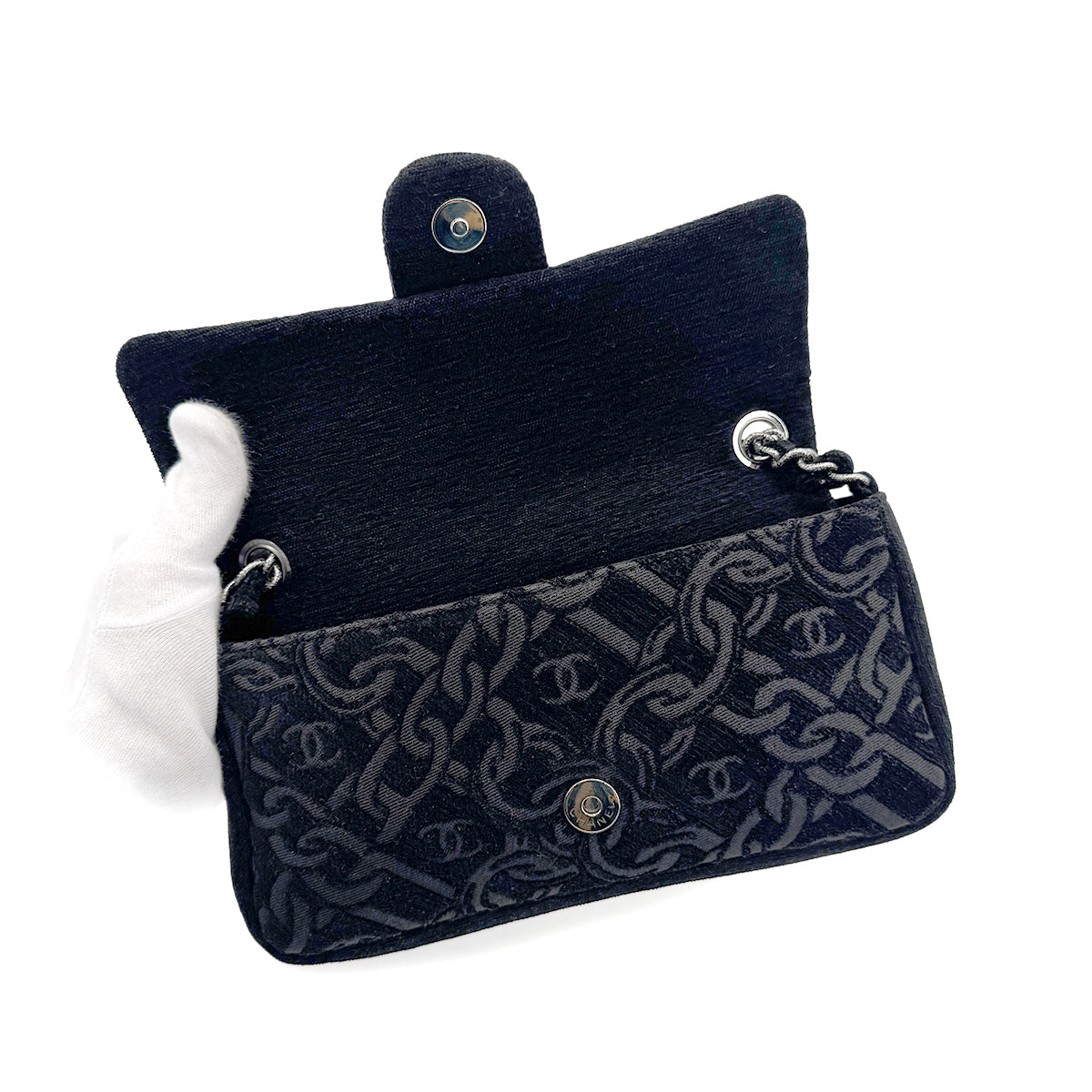 Luxury Promise Japan CHANEL COCOMARK CHAIN SHOULDER BAG BLACK JACQUARD 90274455