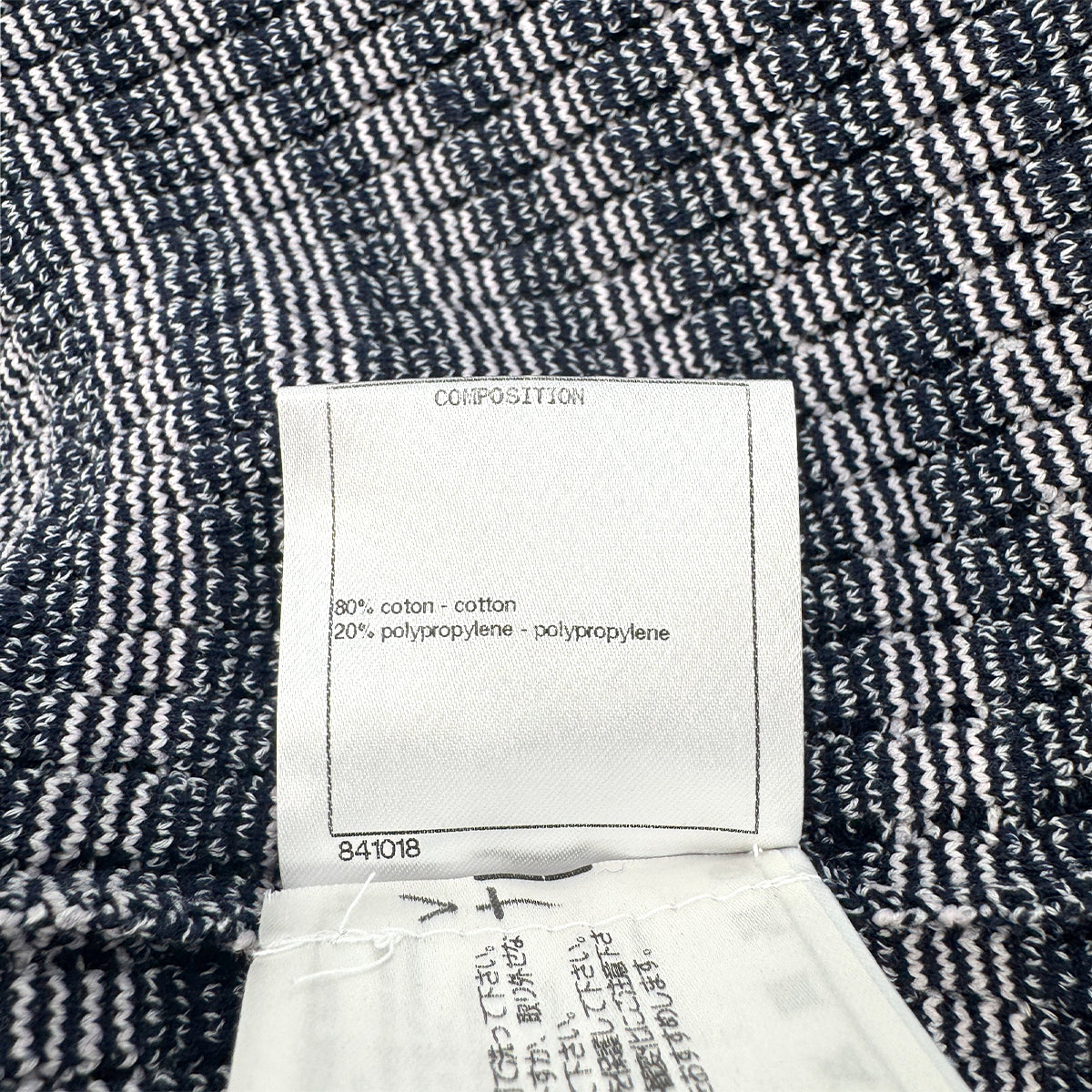 Luxury Promise Japan CHANEL COCOMARK COCO BUTTON HALF SLEEVE JACQUARD DRESS NAVY PINK COTTON 38 P63 RTW 90292124