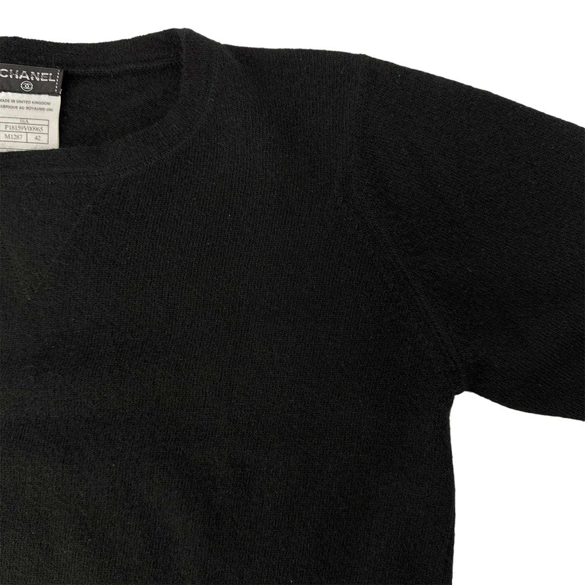 Luxury Promise Japan CHANEL COCOMARK LONG SLEEVE TOPS BLACK WHITE CASHMERE 42 01A RTW 90300867