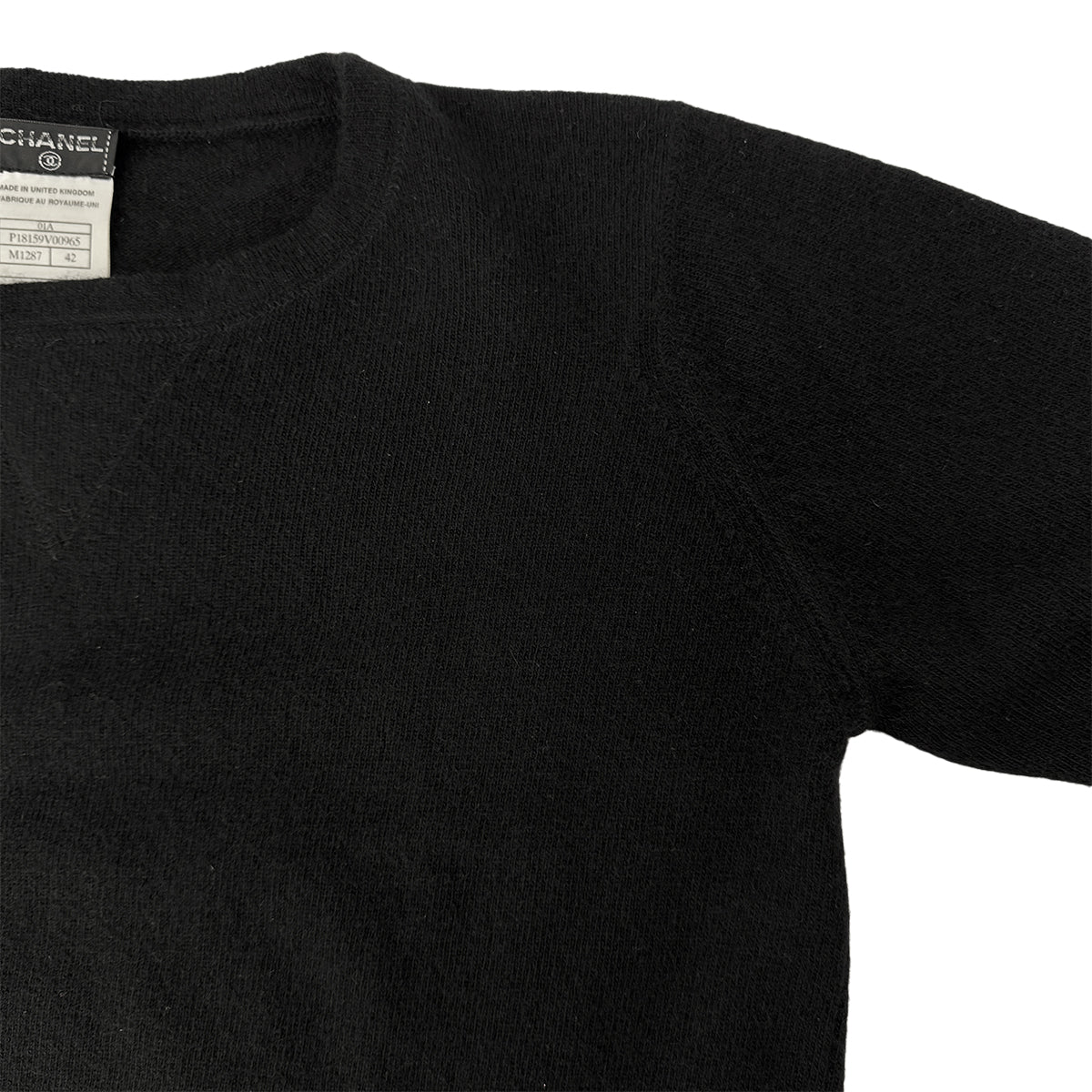 Luxury Promise Japan CHANEL COCOMARK LONG SLEEVE TOPS BLACK WHITE CASHMERE 42 01A RTW 90300867