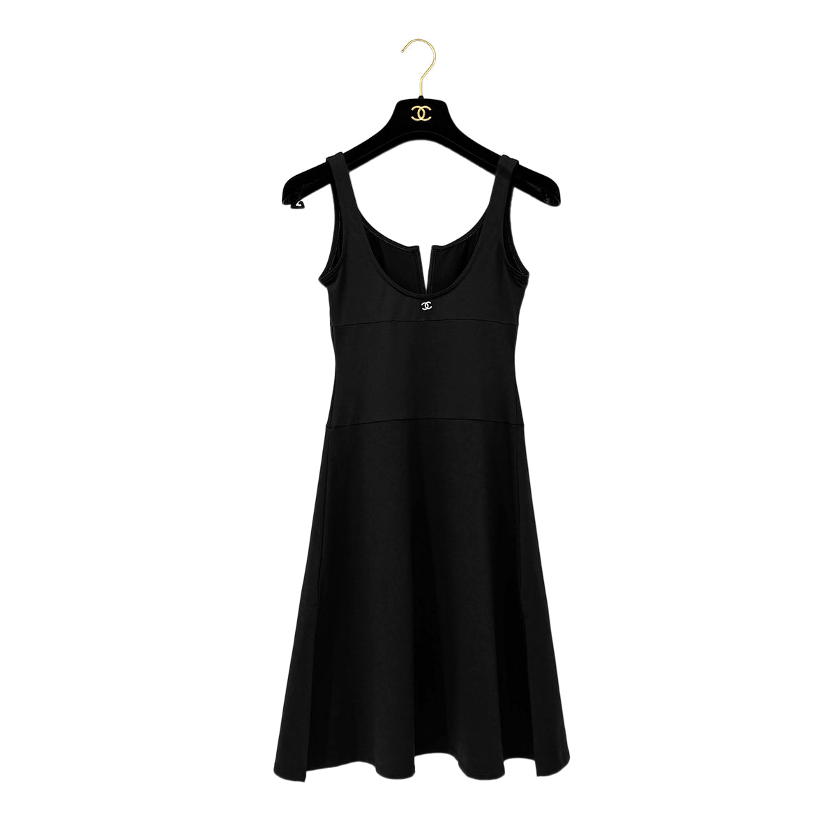 Luxury Promise Japan CHANEL COCOMARK SLEEVELESS SWIMWEAR DRESS BLACK NYLON 38 03C RTW 90290207