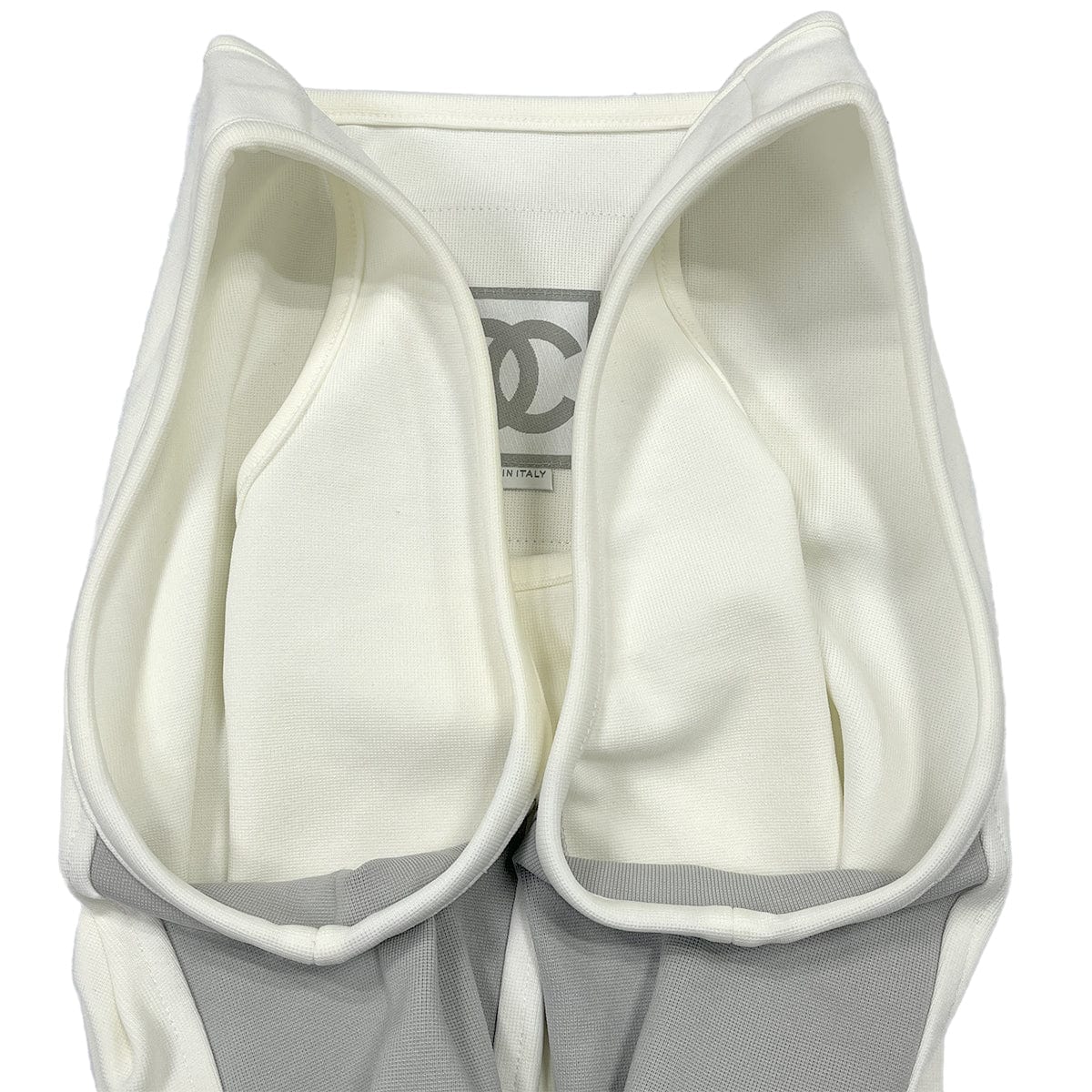 Luxury Promise Japan CHANEL COCOMARK SLEEVELESS TOPS WHITE GLAY POLYAMIDE 44 01P RTW 90287076