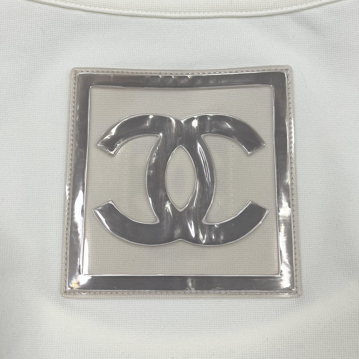 Luxury Promise Japan CHANEL COCOMARK SLEEVELESS TOPS WHITE GLAY POLYAMIDE 44 01P RTW 90287076