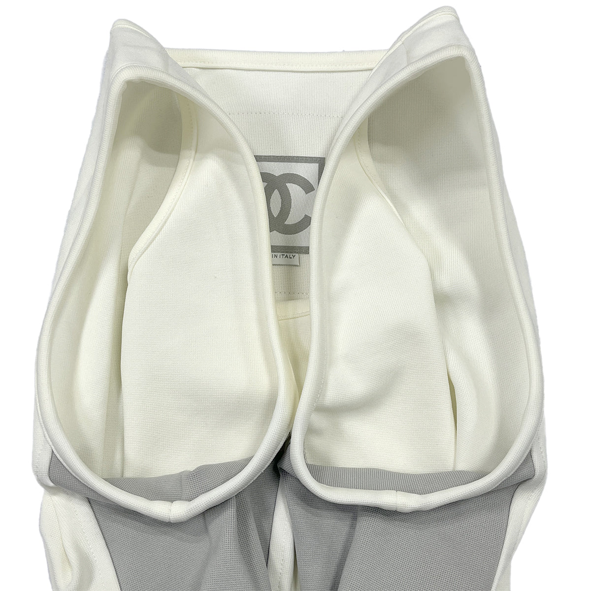 Luxury Promise Japan CHANEL COCOMARK SLEEVELESS TOPS WHITE GLAY POLYAMIDE 44 01P RTW 90287076