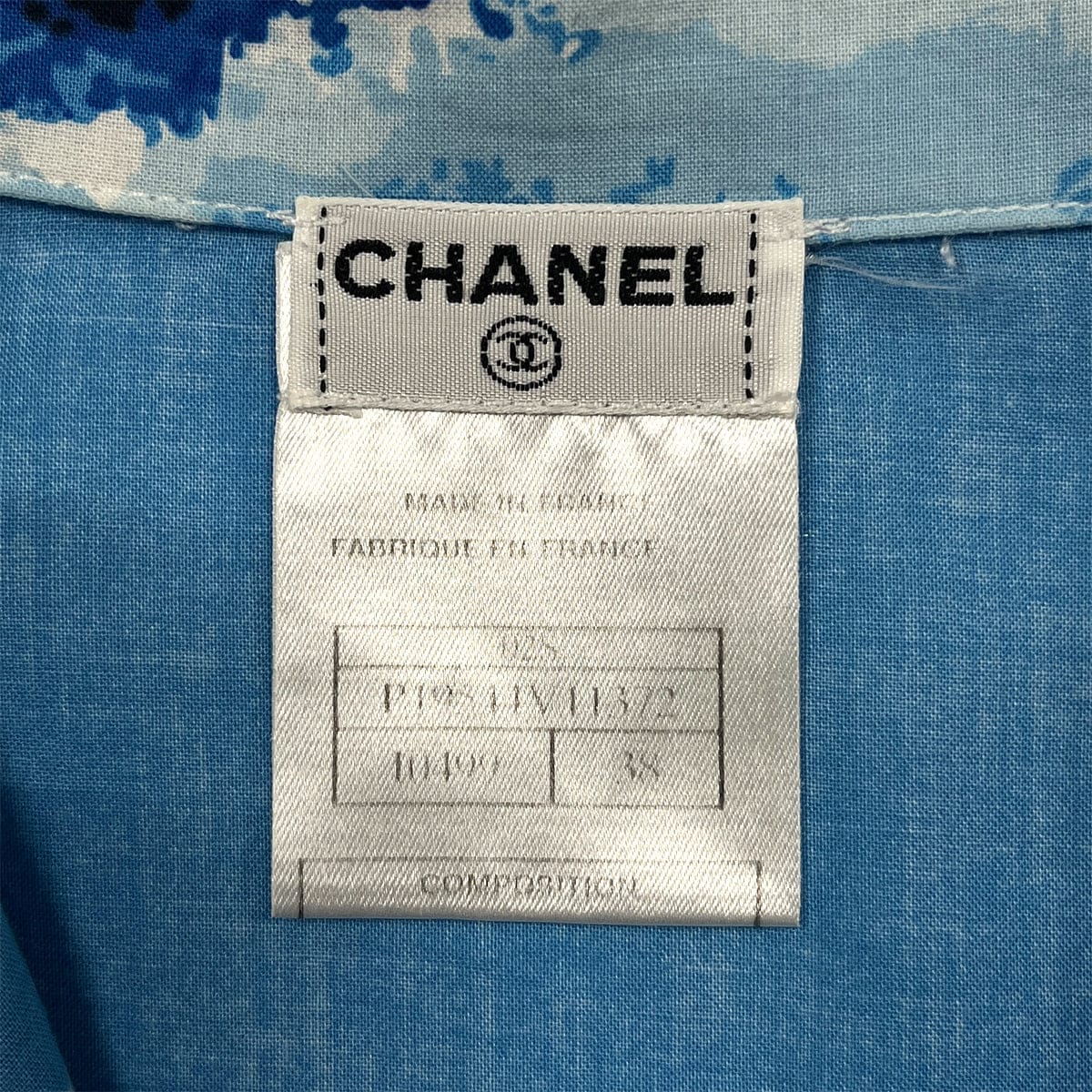 Luxury Promise Japan CHANEL COCOMARK SURF LINE 2002 SHORT SLEEVE SHIRT BLUE COTTON 38 02S RTW 90287086