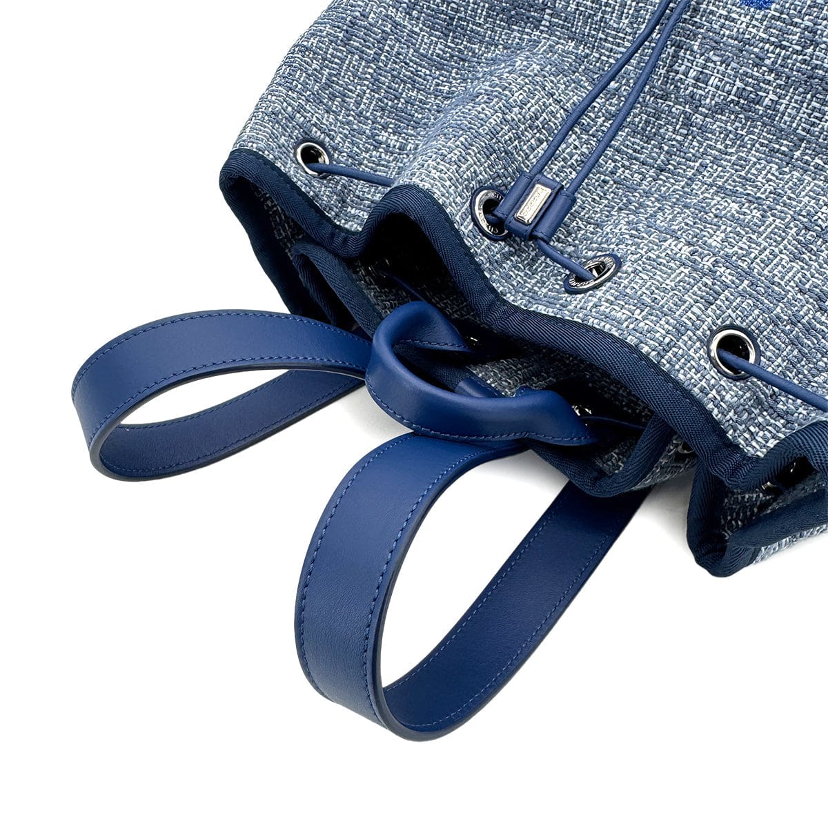 Luxury Promise Japan CHANEL DEAUVILLE BACK PACK BLUE CANVAS LEATHER 90299784