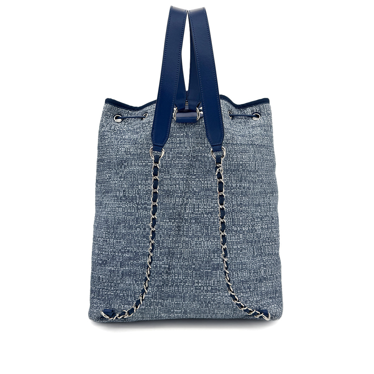 Luxury Promise Japan CHANEL DEAUVILLE BACK PACK BLUE CANVAS LEATHER 90299784