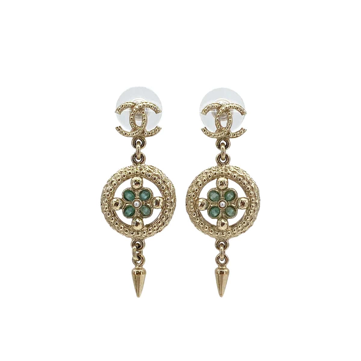 Luxury Promise Japan CHANEL EARRINGS COCOMARK FLOWER SWING GOLD LIGHT BLUE ACCESSORY A18C 90323988