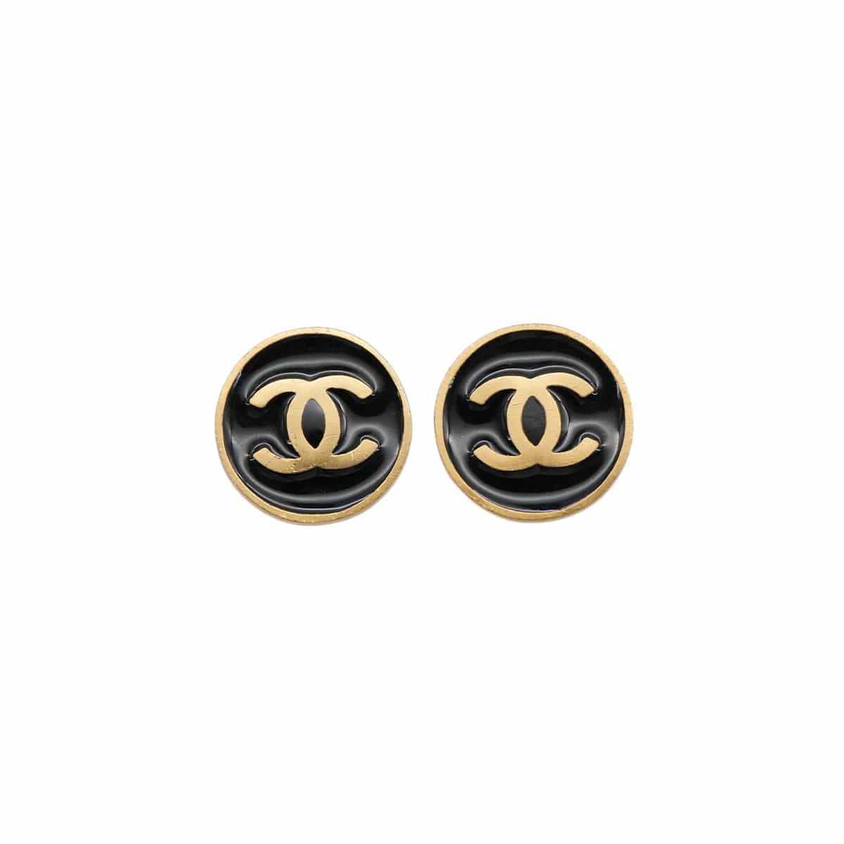 Luxury Promise Japan CHANEL EARRINGS COCOMARK ROUND GOLD BLACK ACCESSORY 01P 90323154