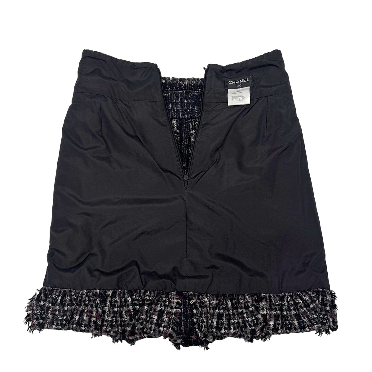 Luxury Promise Japan CHANEL EDIMBOURG LINE MIX TWEED BALLOON SKIRT BLACK GRAY PURPLE WOOL 40 P46 RTW 90283637