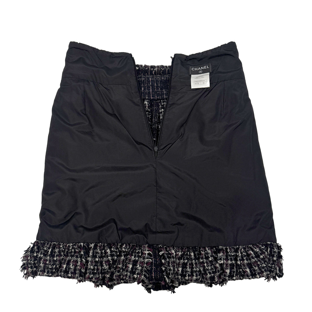 Luxury Promise Japan CHANEL EDIMBOURG LINE MIX TWEED BALLOON SKIRT BLACK GRAY PURPLE WOOL 40 P46 RTW 90283637