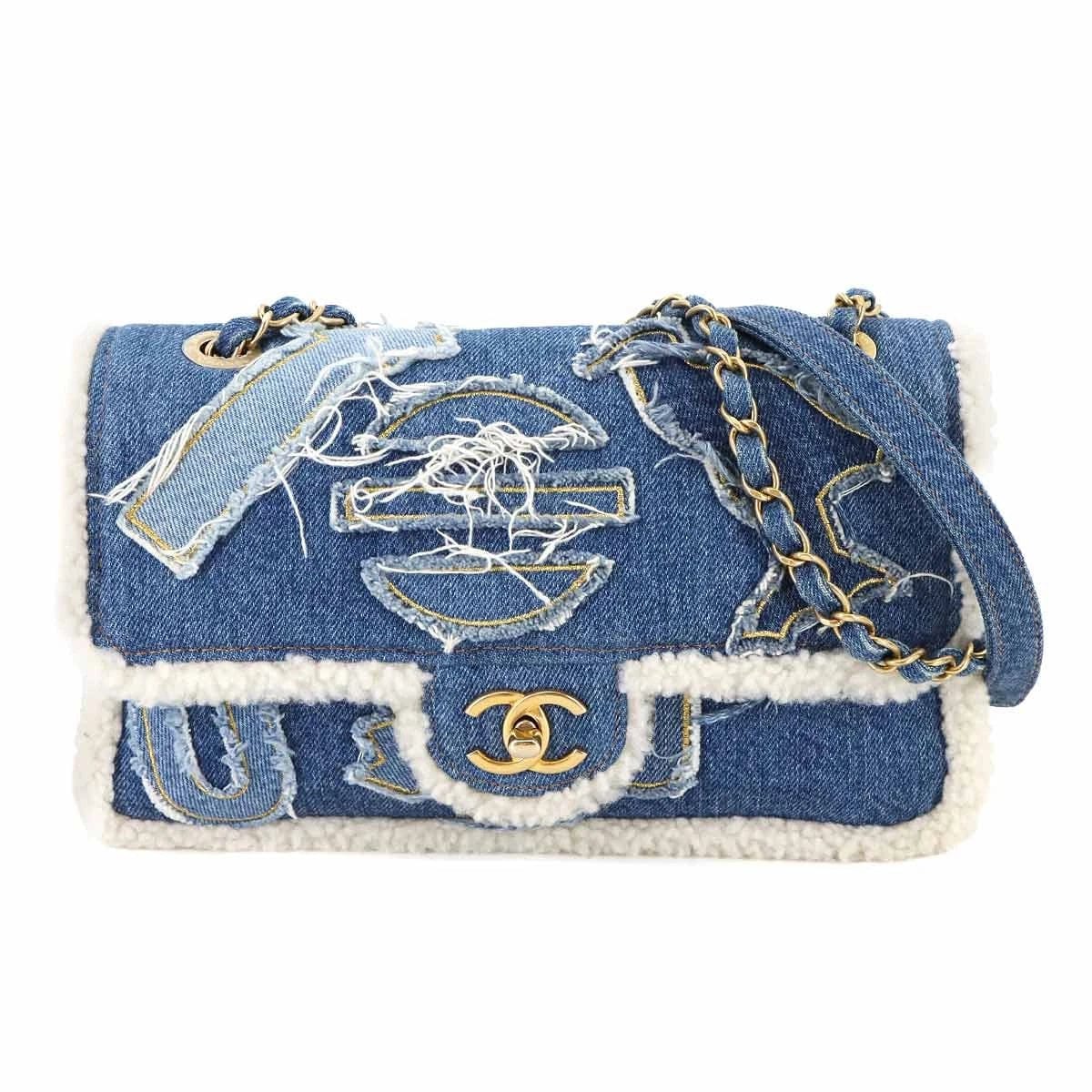 Luxury Promise Japan CHANEL Egypt Chain Shoulder Bag Denim Shearling Blue Purse 90284803